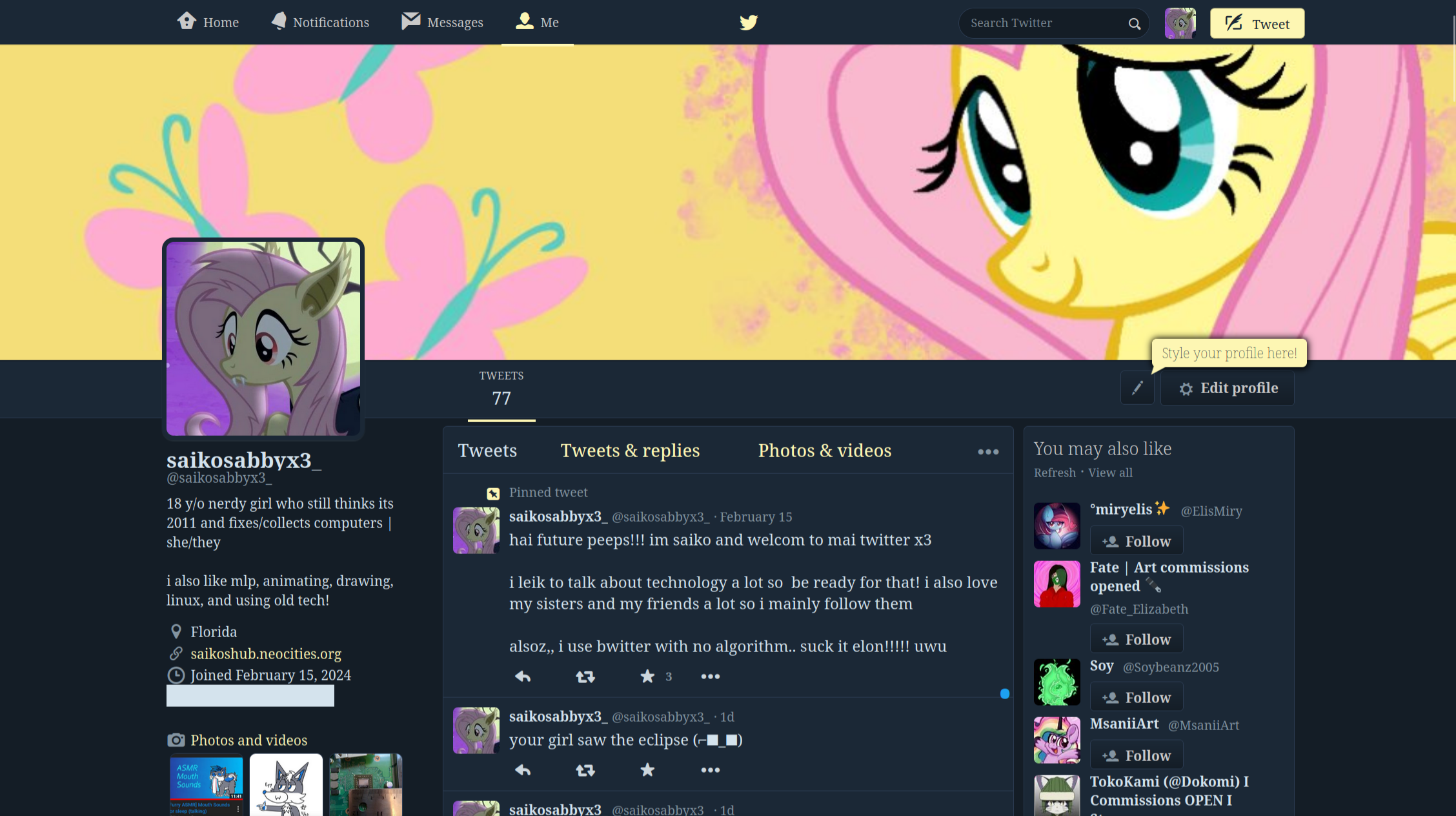 Twitter Page. Taken at 15:47 EDT on April 9, 2024